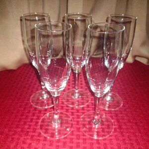 Set of 5 Glass Champagne Flutes